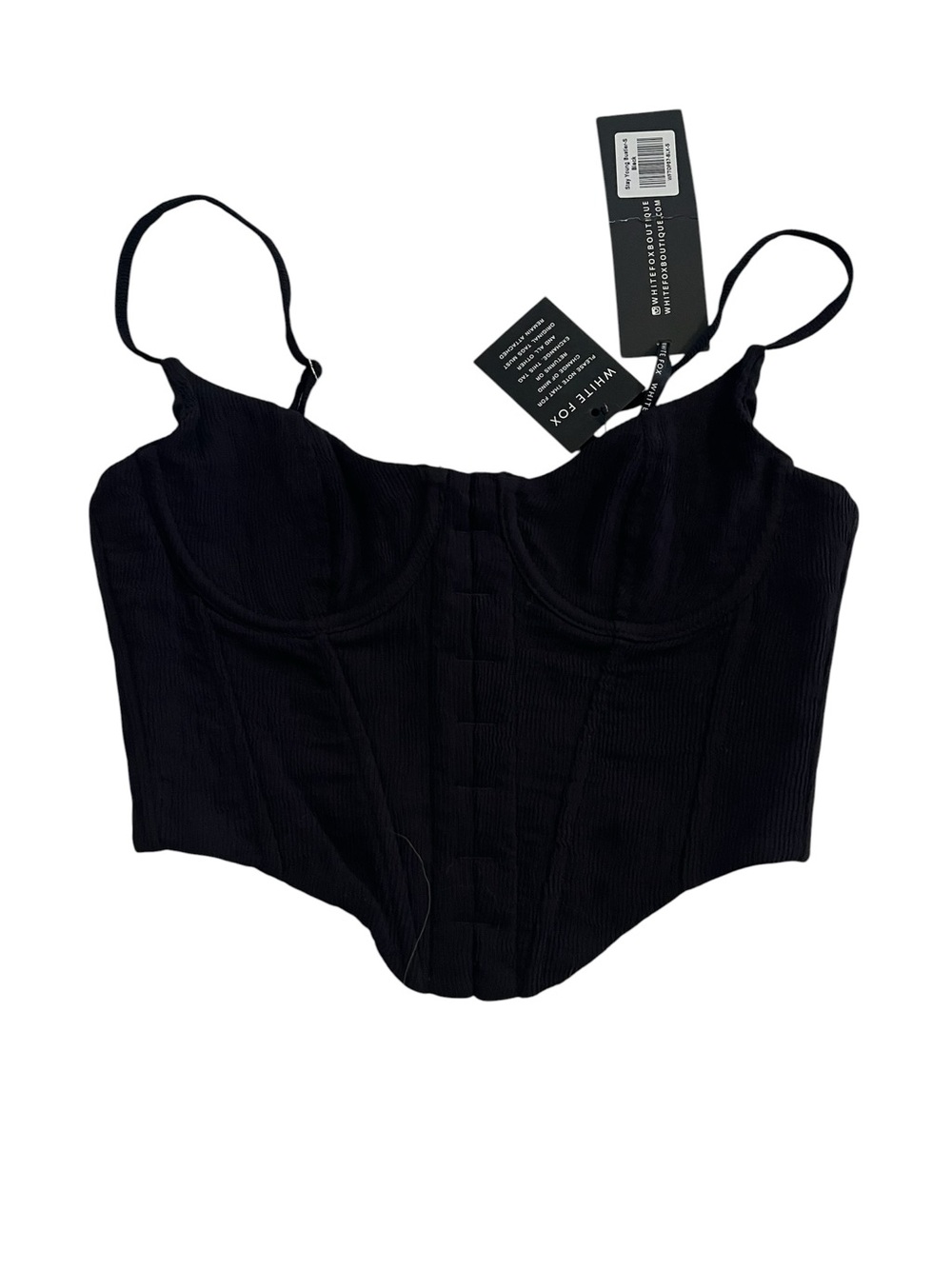 White Fox Boutique Black Ribbed Underwire Corset Cami Top